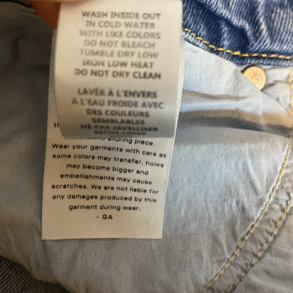 Good American Good Boy Straight Jeans Women’s 15 Blue Medium Wash Denim Slit Hem - Picture 10 of 17